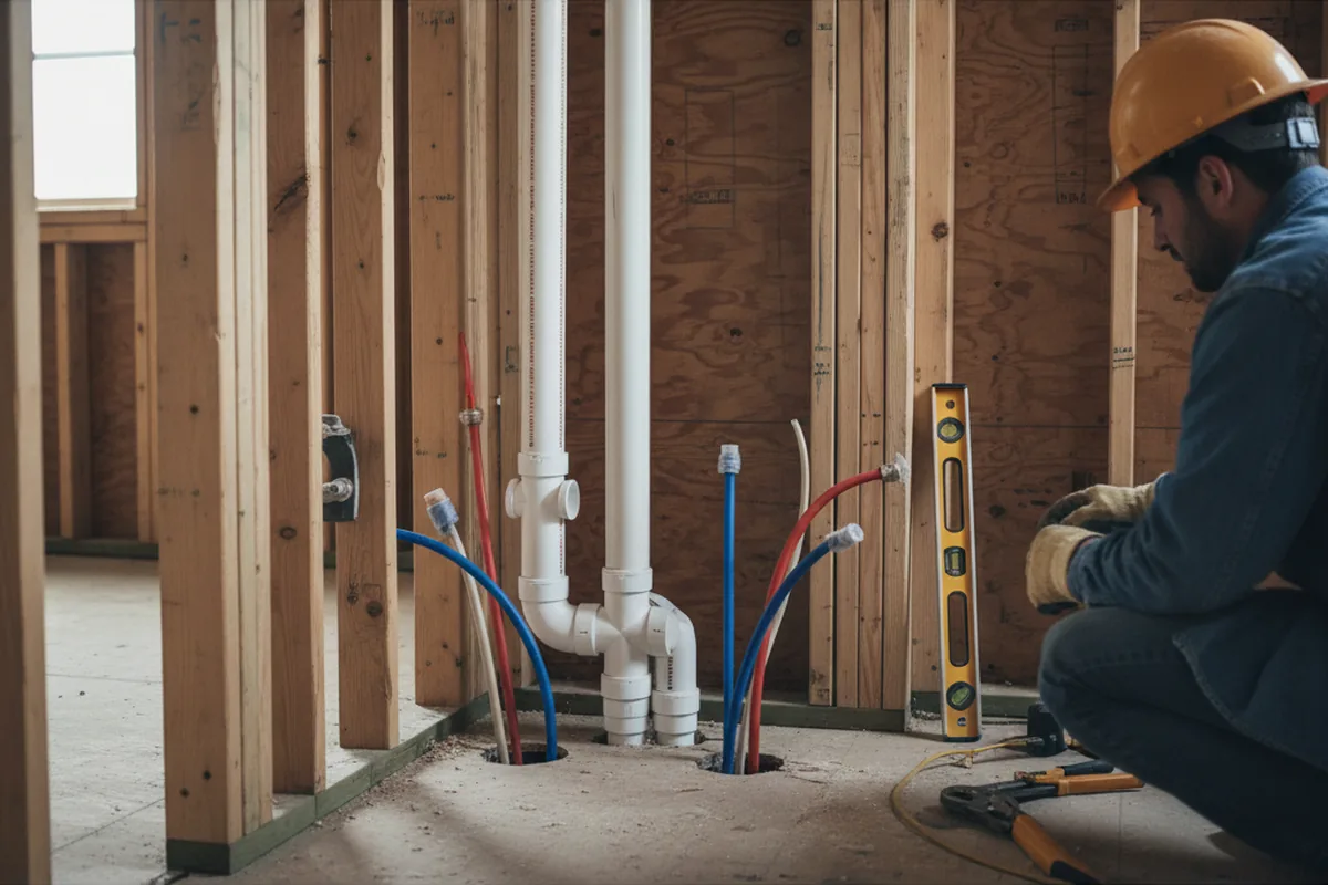 Drain and supply rough-in during Toilet Repair and Installation in Page
